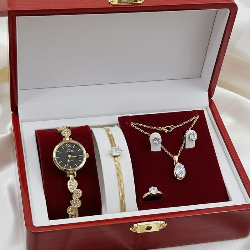 The Royale Elegance 5-Piece Set - Luxury Watch & Jewelry Collection Delivery Free