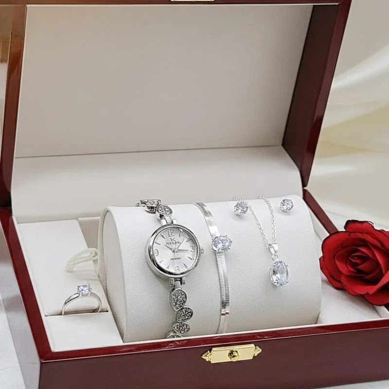 The Royale Elegance 5-Piece Set - Luxury Watch & Jewelry Collection Delivery Free