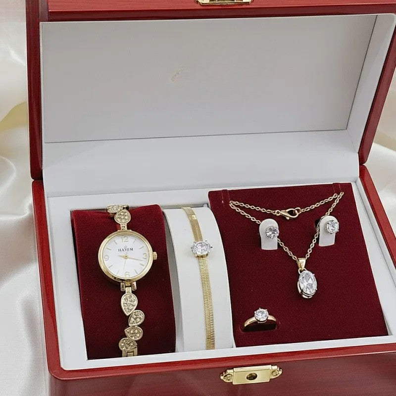 The Royale Elegance 5-Piece Set - Luxury Watch & Jewelry Collection Delivery Free