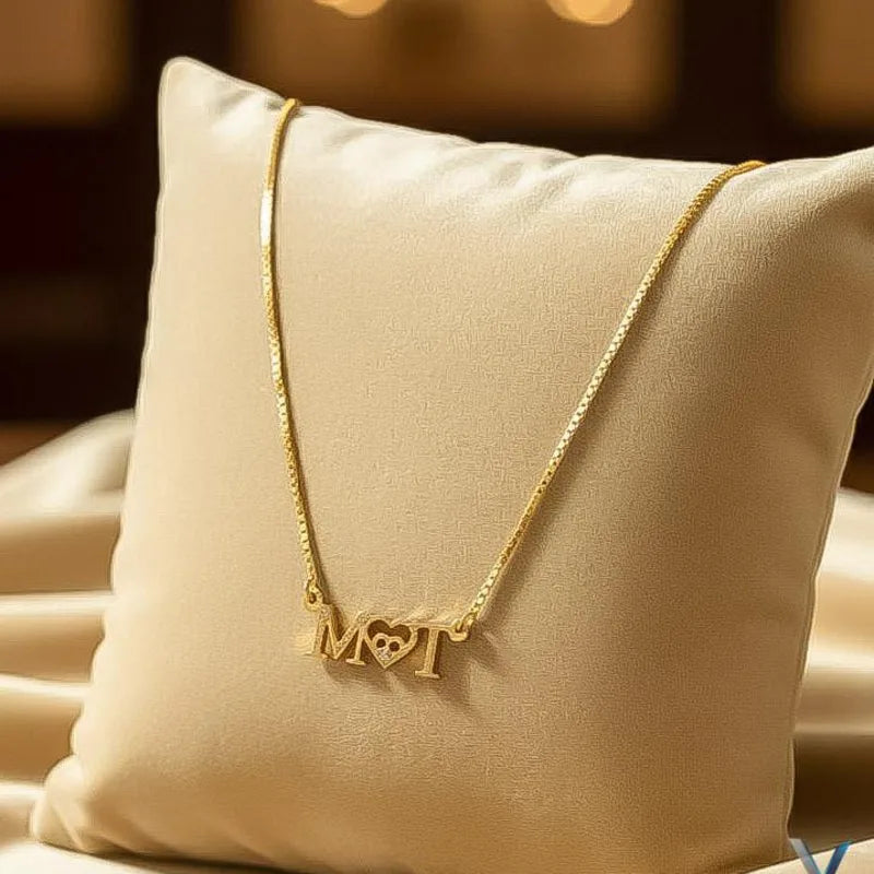 Customizable Personalized Gold-Plated Initials Necklace - Premium Edition