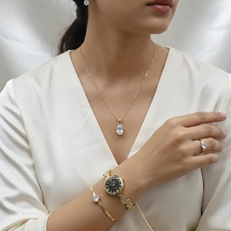 The Royale Elegance 5-Piece Set - Luxury Watch & Jewelry Collection Delivery Free