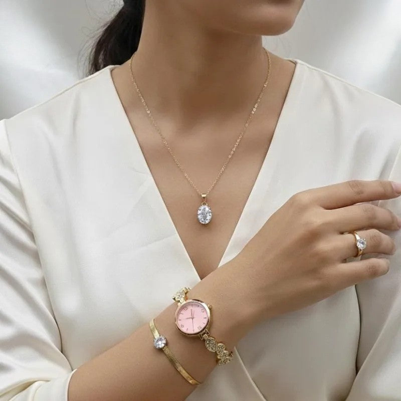 The Royale Elegance 5-Piece Set - Luxury Watch & Jewelry Collection Delivery Free