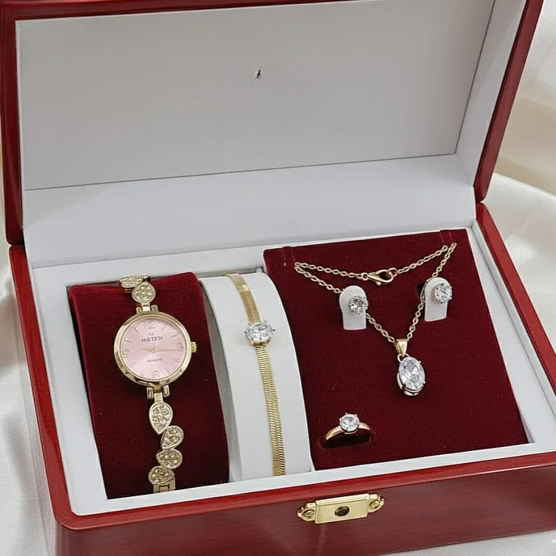 The Royale Elegance 5-Piece Set - Luxury Watch & Jewelry Collection Delivery Free