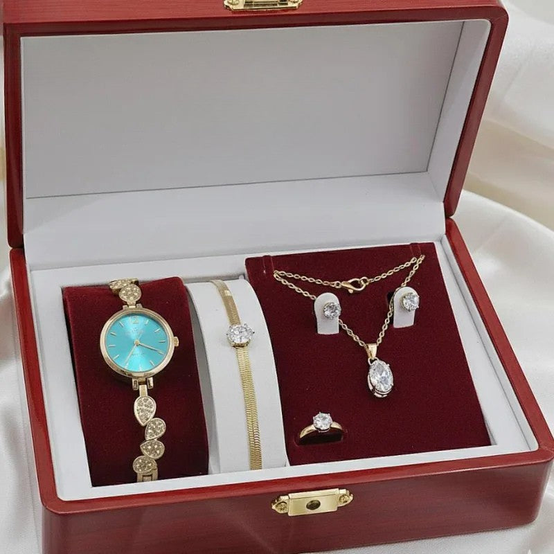 The Royale Elegance 5-Piece Set - Luxury Watch & Jewelry Collection Delivery Free