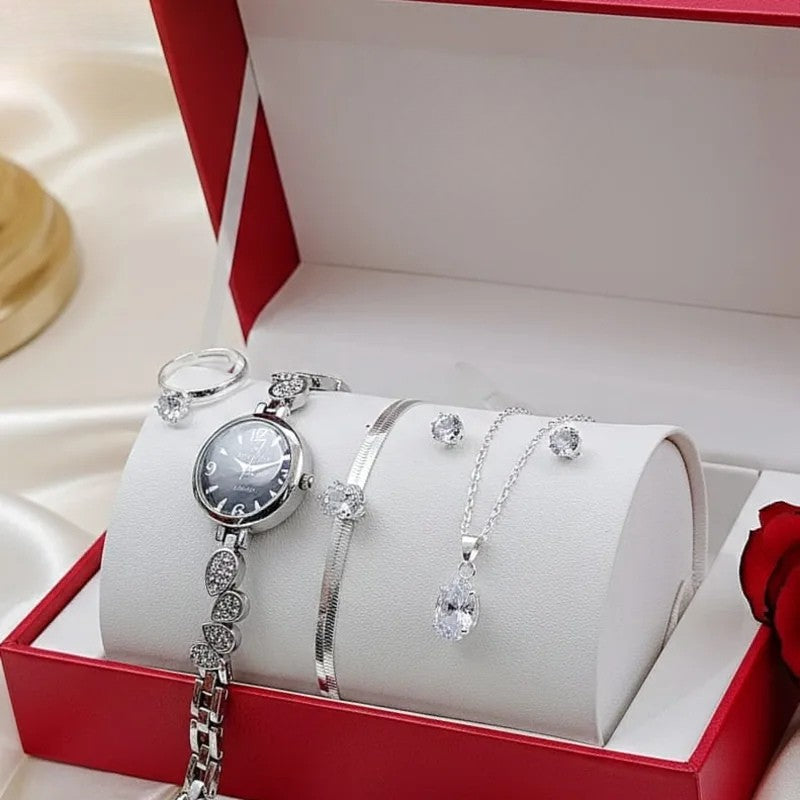 The Royale Elegance 5-Piece Set - Luxury Watch & Jewelry Collection Delivery Free