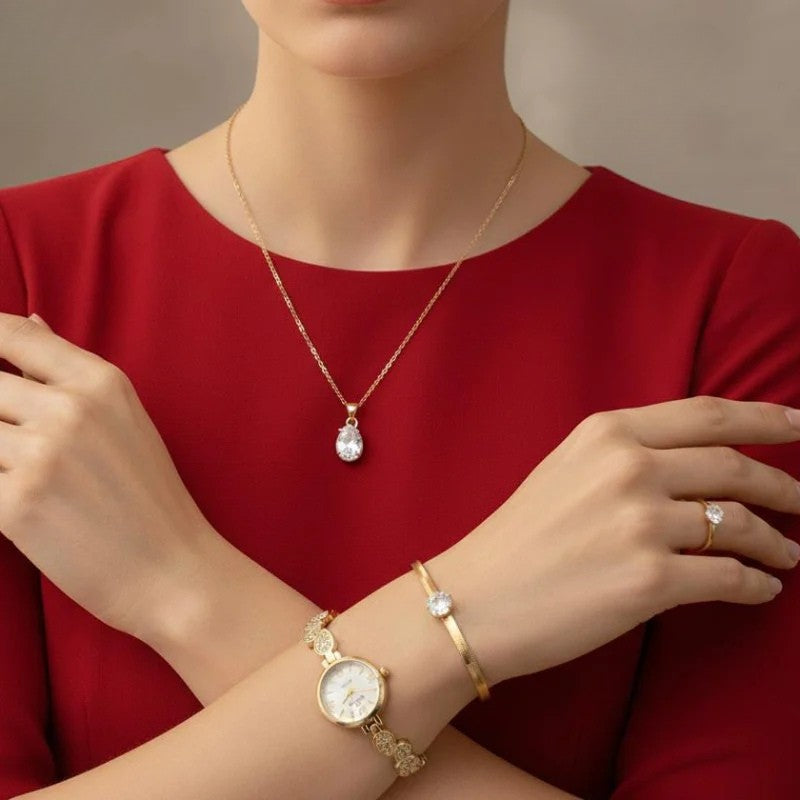 The Royale Elegance 5-Piece Set - Luxury Watch & Jewelry Collection Delivery Free