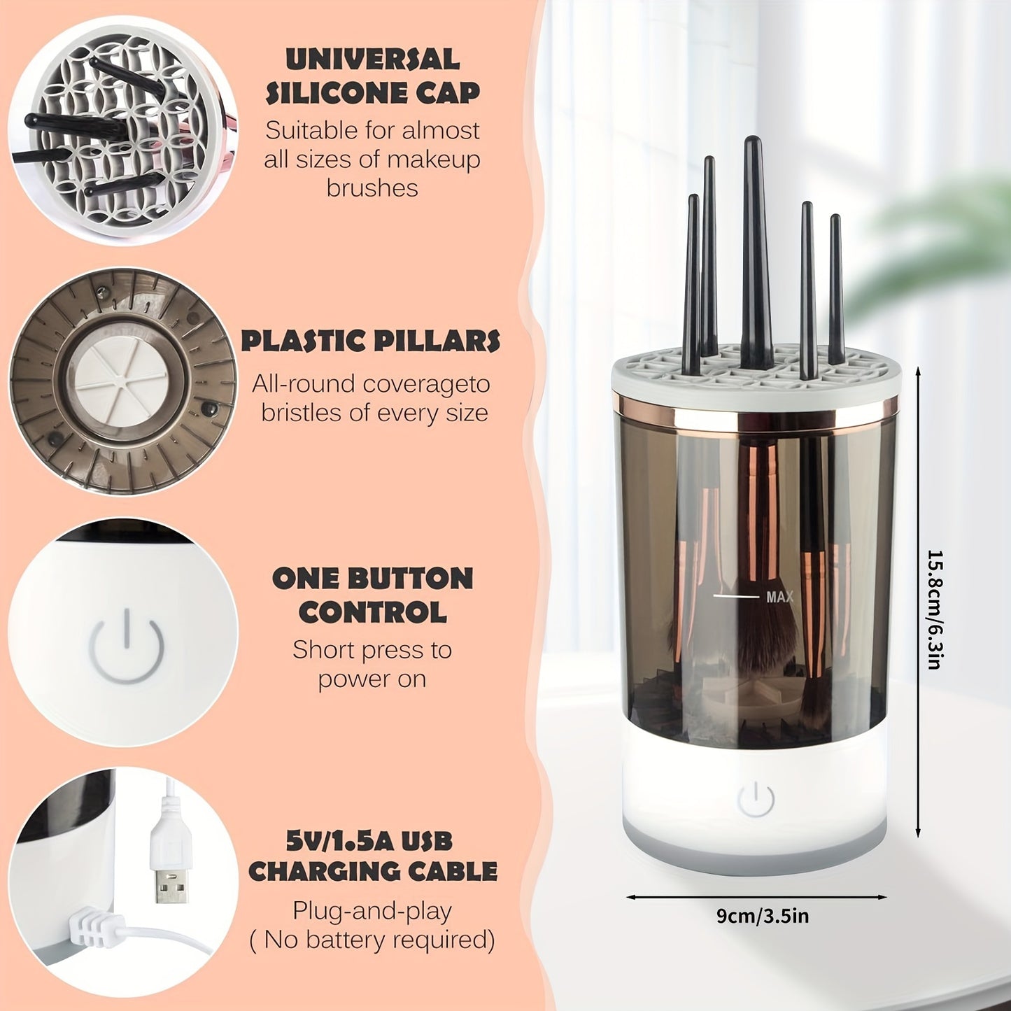 Premium Automatic Makeup Brush Cleaner - Spa Edition
